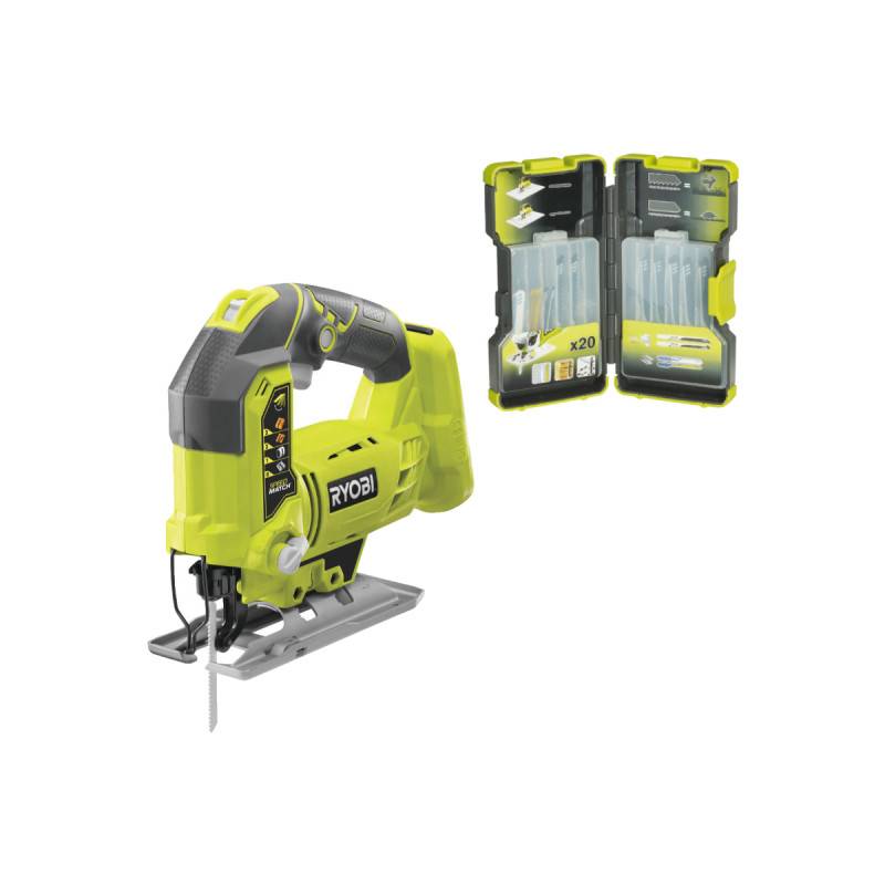 Ryobi - Pack RYOBI - Scie sauteuse pendulaire R18JS-0 - 18 V One+ sans batterie ni chargeur - Coffret de20 lames panachées bois et métal 75-100mm RAK20JB