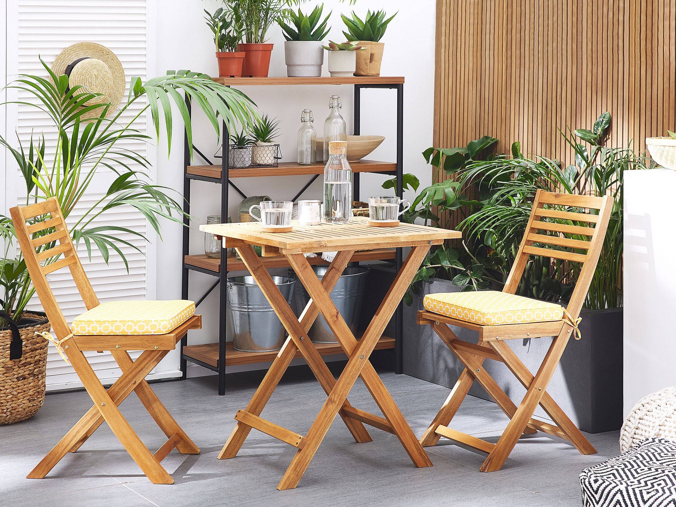 Beliani - Set de bistrot, 2 Personnes Acacia Jaune FIJI - 60x60x75- Beliani - Image 1