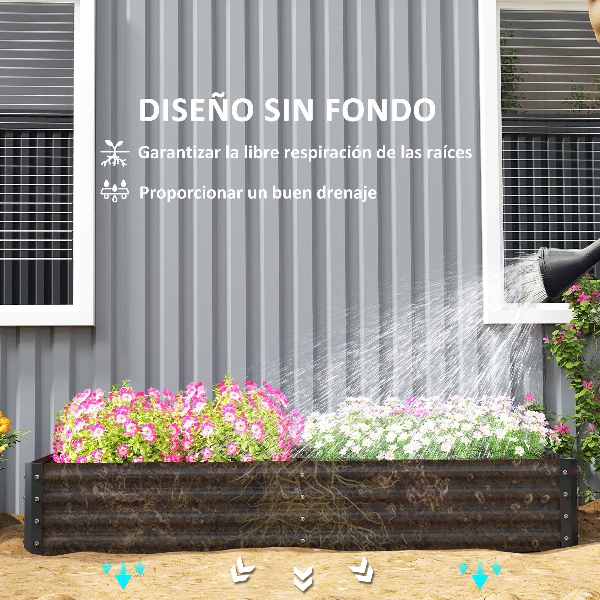 Carré Potager Surélevé Acier Galvanisé Rectangulaire pour Légumes et Fleurs 180x90x30 cm Gris Foncé - ComfortXL Outdoor Living - Image 8
