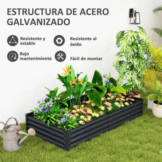 Carré Potager Surélevé Acier Galvanisé Rectangulaire pour Légumes et Fleurs 180x90x30 cm Gris Foncé - ComfortXL Outdoor Living - Image 7