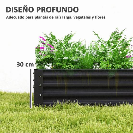 Carré Potager Surélevé Acier Galvanisé Rectangulaire pour Légumes et Fleurs 180x90x30 cm Gris Foncé - ComfortXL Outdoor Living - Image 6