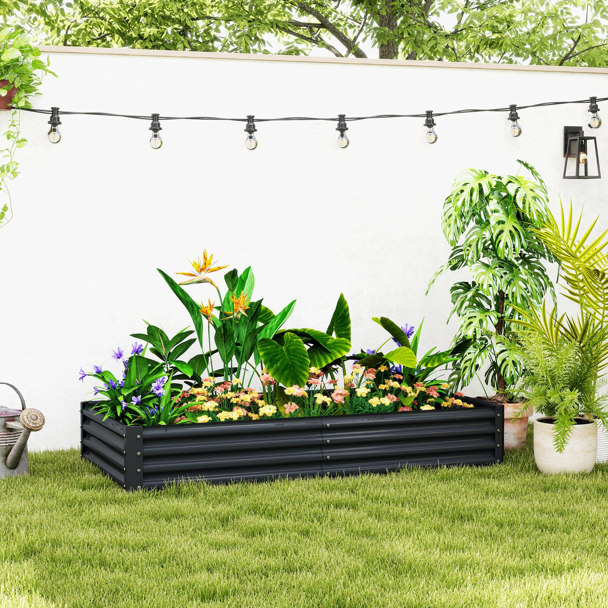 Carré Potager Surélevé Acier Galvanisé Rectangulaire pour Légumes et Fleurs 180x90x30 cm Gris Foncé - ComfortXL Outdoor Living - Image 3