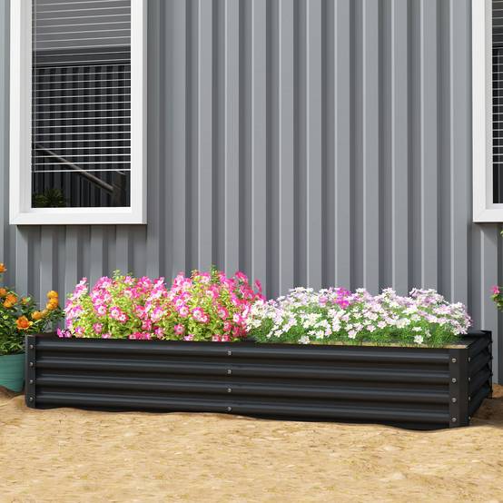 Carré Potager Surélevé Acier Galvanisé Rectangulaire pour Légumes et Fleurs 180x90x30 cm Gris Foncé - ComfortXL Outdoor Living - Image 4