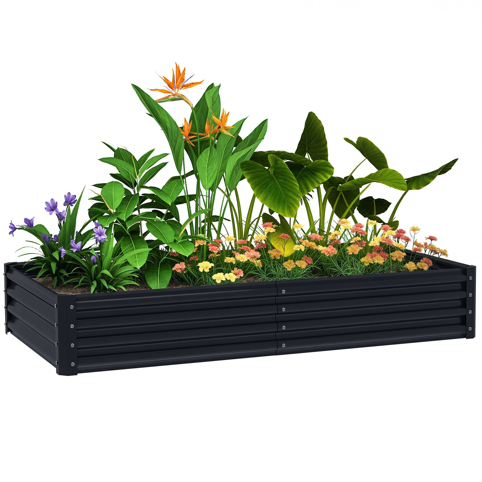 Carré Potager Surélevé Acier Galvanisé Rectangulaire pour Légumes et Fleurs 180x90x30 cm Gris Foncé - ComfortXL Outdoor Living - Image 1