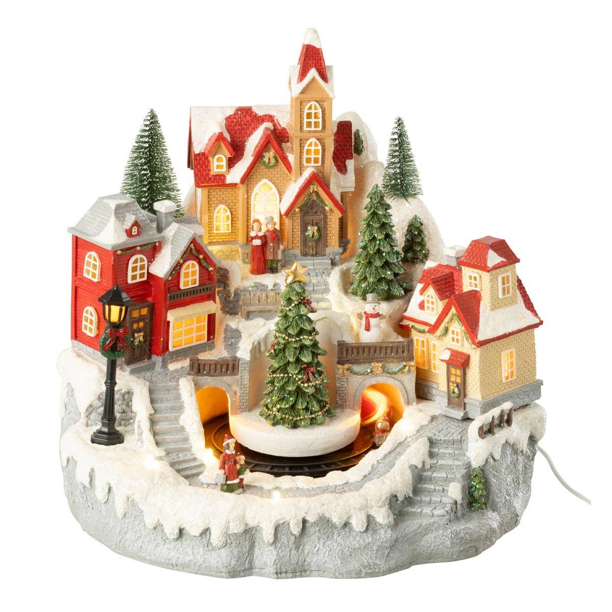 J-Line - Village de Noël "Train" 28cm Multicolore - Image 1