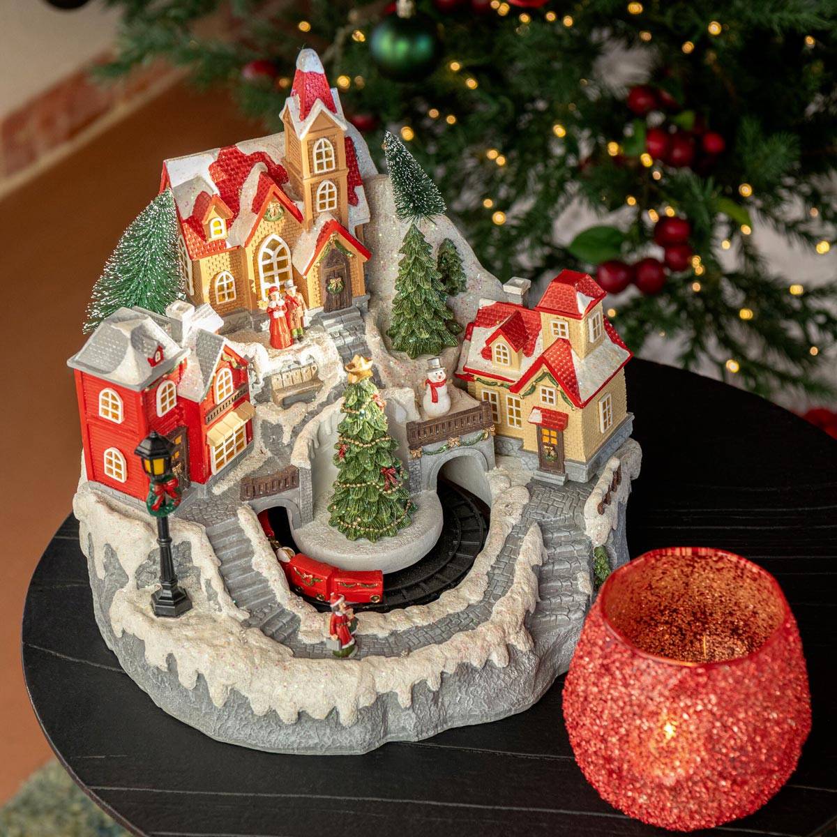J-Line - Village de Noël "Train" 28cm Multicolore - Image 6