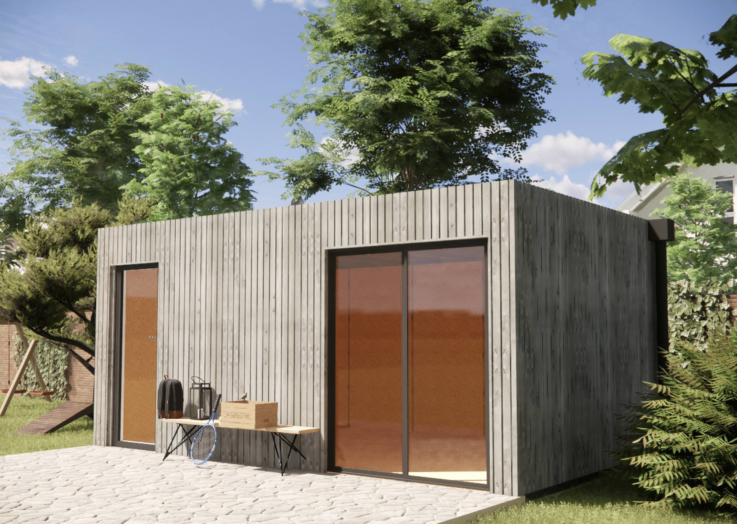 Sans Marque - Annexe de jardin sans permis en bois 5,5 x 3,5 x 2,7 m avec plancher isolé - Image 6