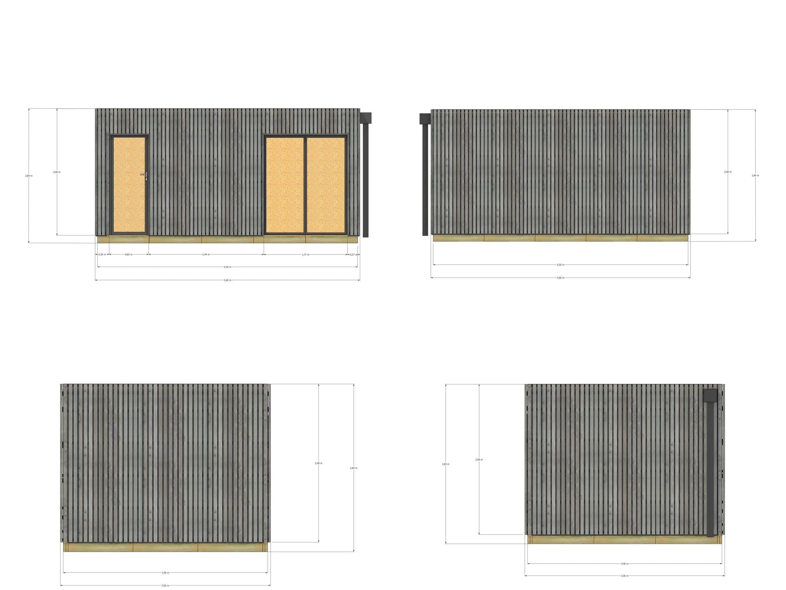 Sans Marque - Annexe de jardin sans permis en bois 5,5 x 3,5 x 2,7 m avec plancher isolé - Image 4