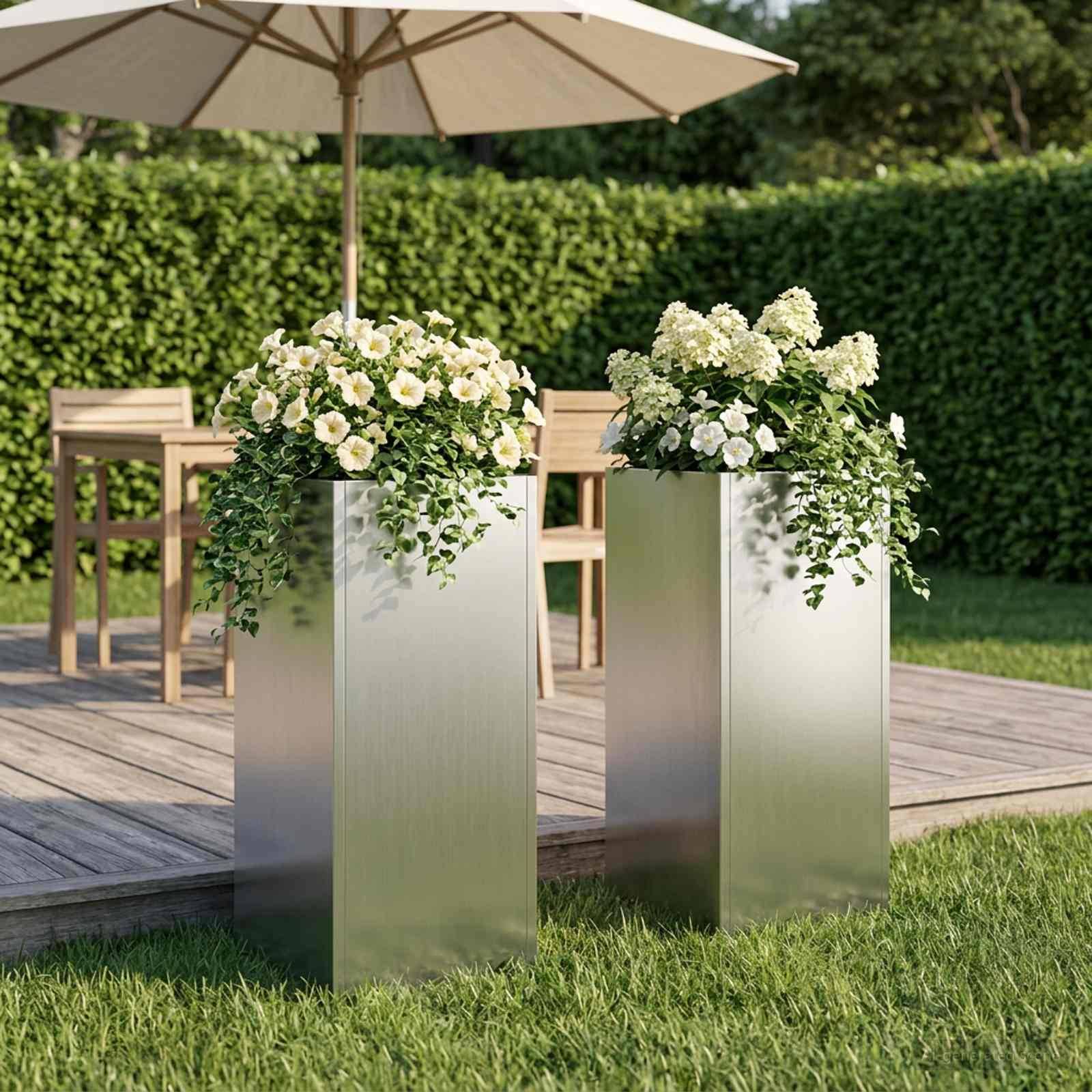 Vidaxl - Cache-pot de jardin 2 pc Argenté 20 x 20 x 40 cm vidaXL 8005299 - Image 1