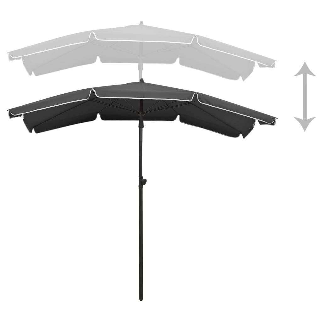 Parasol de jardin - parasol d'extérieur avec mât 200x130 cm anthracite - MEUBLE PRO - Image 4
