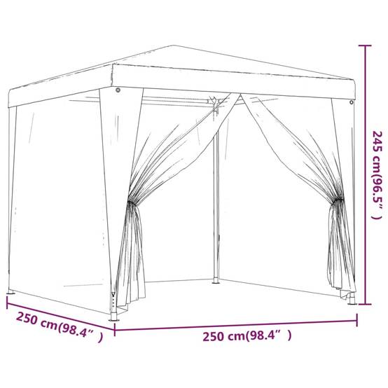 ComfortXL - Pavillon de Jardin Acier avec Moustiquaires Latérales Toile PE Blanc 2.5x2.5 m – ComfortXL Outdoor Living - Image 7