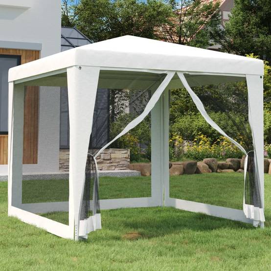 ComfortXL - Pavillon de Jardin Acier avec Moustiquaires Latérales Toile PE Blanc 2.5x2.5 m – ComfortXL Outdoor Living - Image 1