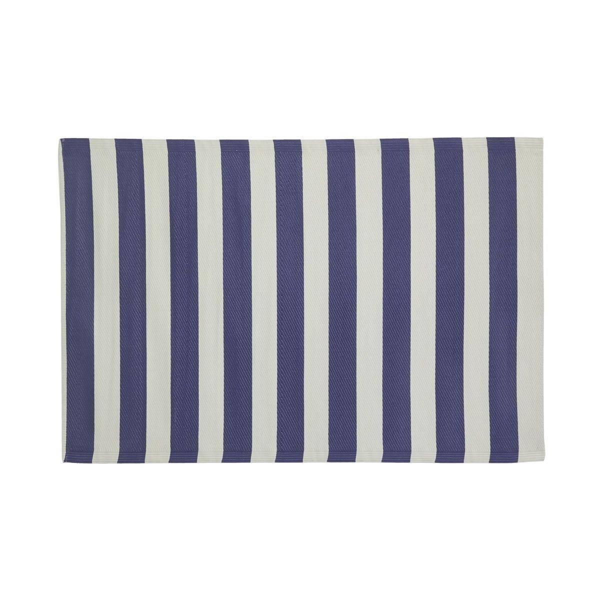 Aubry Gaspard - Tapis d'extérieur en polypropylène 120 x 180 cm Rayures - Bleu Aubry Gaspard - Image 1