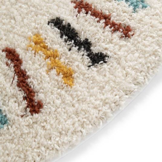 Decoweb - Tapis rond chambre d'enfant berbère - Adel - Beige et traits multicolore - Ø 120 cm - Decoweb - Image 5