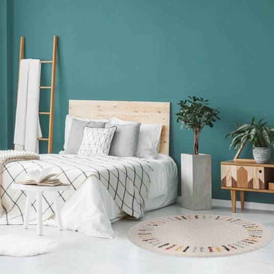 Decoweb - Tapis rond chambre d'enfant berbère - Adel - Beige et traits multicolore - Ø 120 cm - Decoweb - Image 2