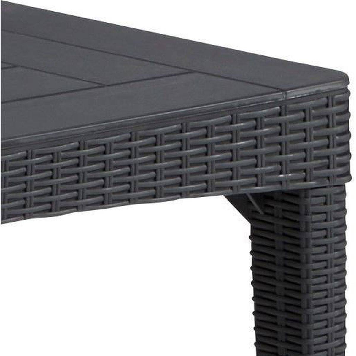 Table de jardin rectangulaire résine 160 x 90 x 74 cm, aspect rotin tressé - Jusqu’à 6 personnes - ALLIBERT by KETER - Image 4