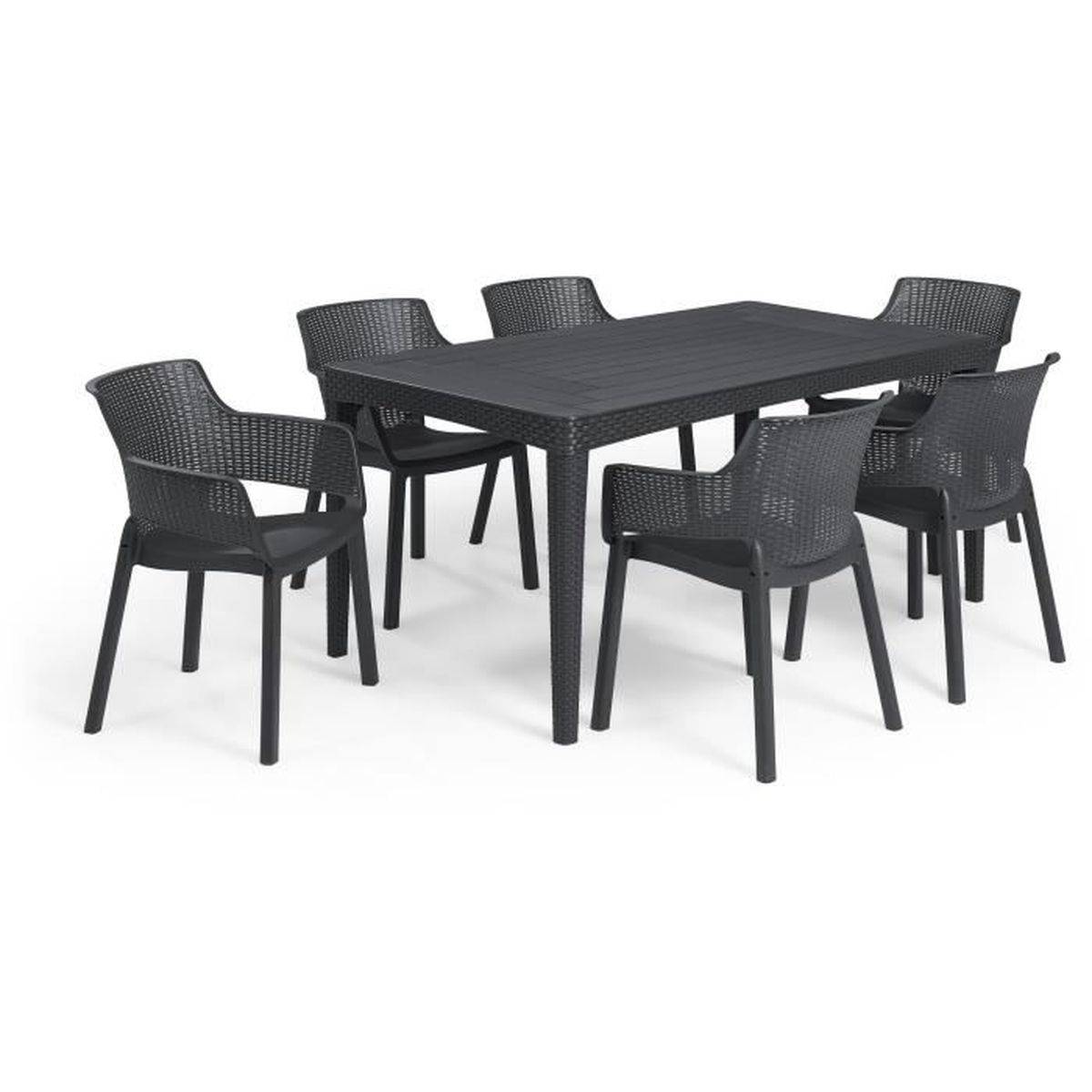 Table de jardin rectangulaire résine 160 x 90 x 74 cm, aspect rotin tressé - Jusqu’à 6 personnes - ALLIBERT by KETER - Image 3