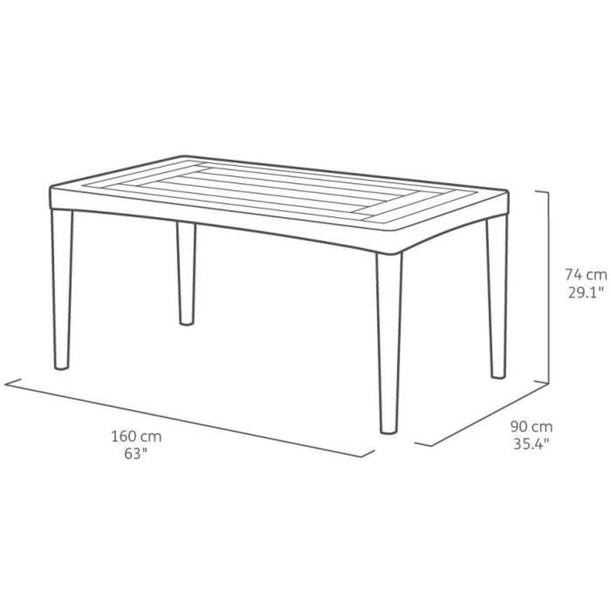 Table de jardin rectangulaire résine 160 x 90 x 74 cm, aspect rotin tressé - Jusqu’à 6 personnes - ALLIBERT by KETER - Image 5
