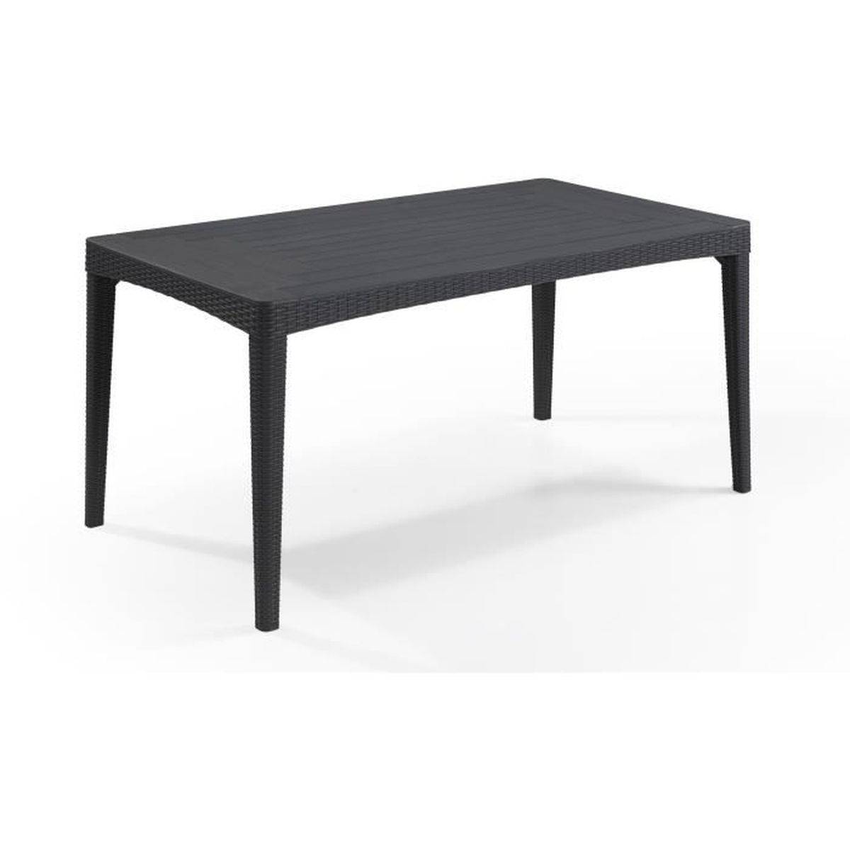 Table de jardin rectangulaire résine 160 x 90 x 74 cm, aspect rotin tressé - Jusqu’à 6 personnes - ALLIBERT by KETER