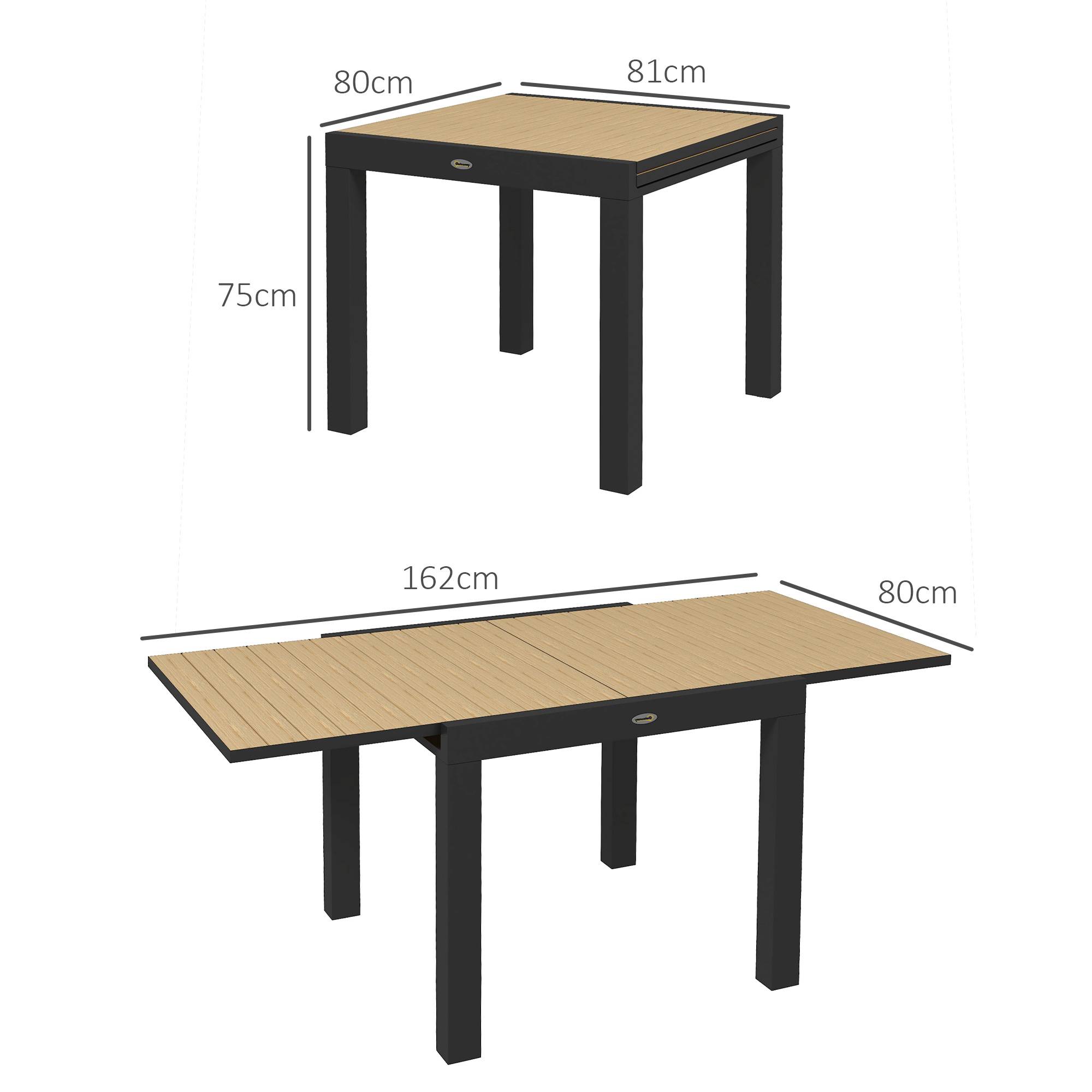 ComfortXL - Table de jardin extensible aluminium jaune 81-162 x 80 x H75 cm 4-6 personnes - ComfortXL Outdoor Living - Image 5