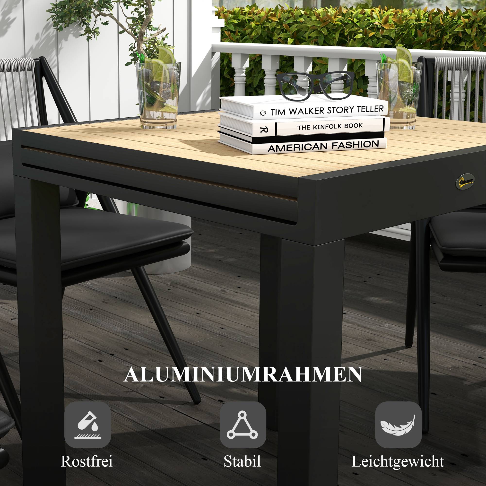 ComfortXL - Table de jardin extensible aluminium jaune 81-162 x 80 x H75 cm 4-6 personnes - ComfortXL Outdoor Living - Image 7