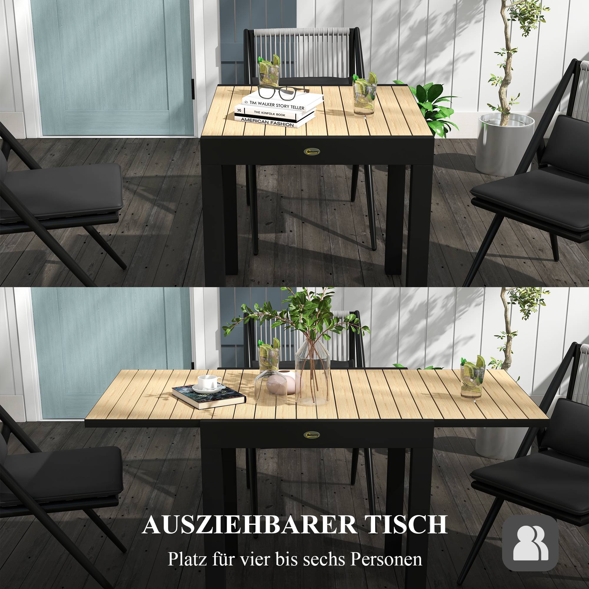 ComfortXL - Table de jardin extensible aluminium jaune 81-162 x 80 x H75 cm 4-6 personnes - ComfortXL Outdoor Living - Image 6