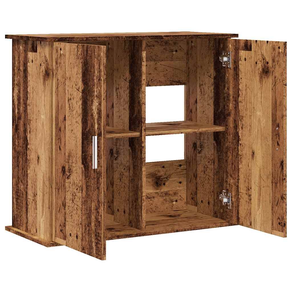Meuble Aquarium Bois avec Portes de Rangement 81x36x73 cm Style Vieux Bois - ComfortXL Outdoor Living - Image 7