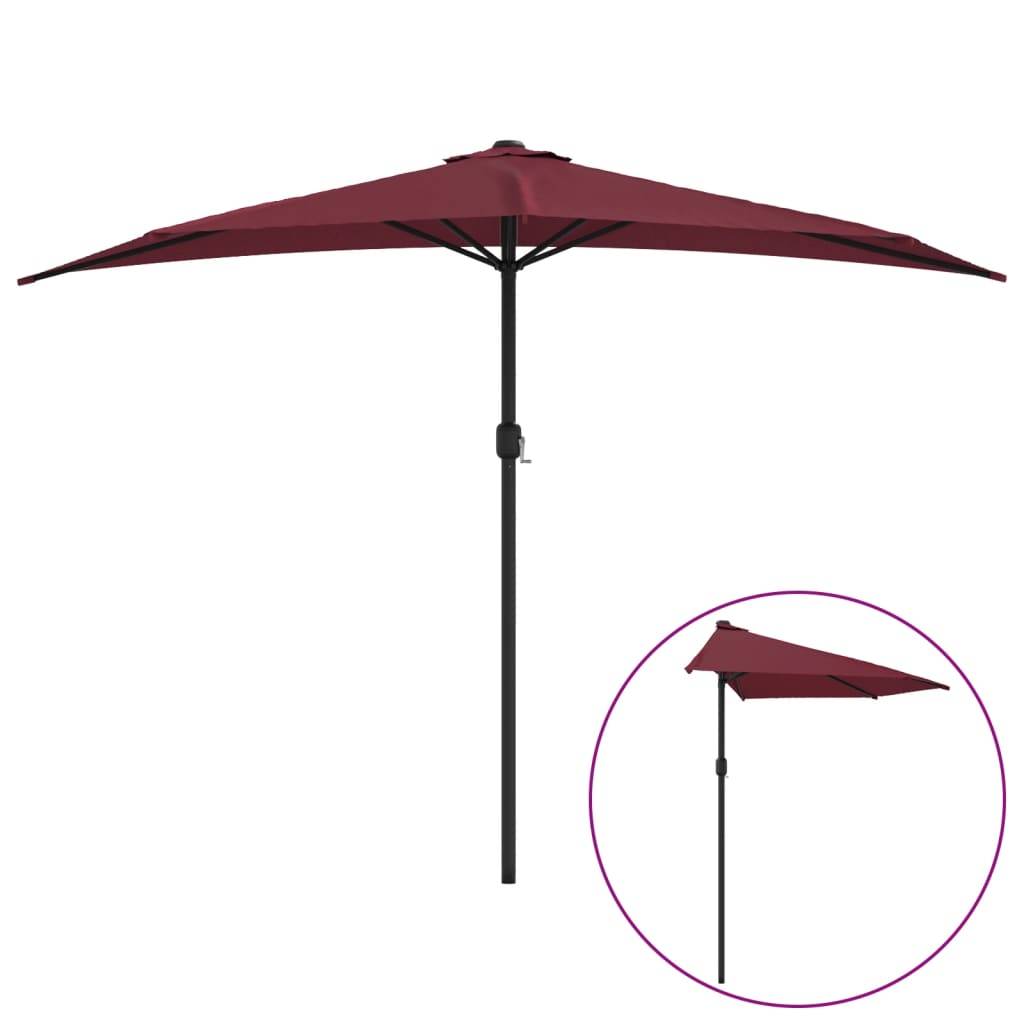 Helloshop26 - Parasol de balcon mât en aluminium 300 x 150 x 253 cm demi bordeaux - Image 2