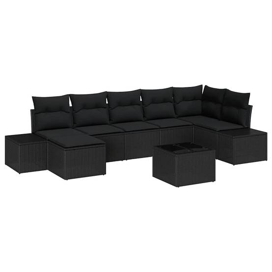 Salon de jardin modulable 8 pièces en polyrotin pour 7 convives Noir – ComfortXL Outdoor Living - Image 2