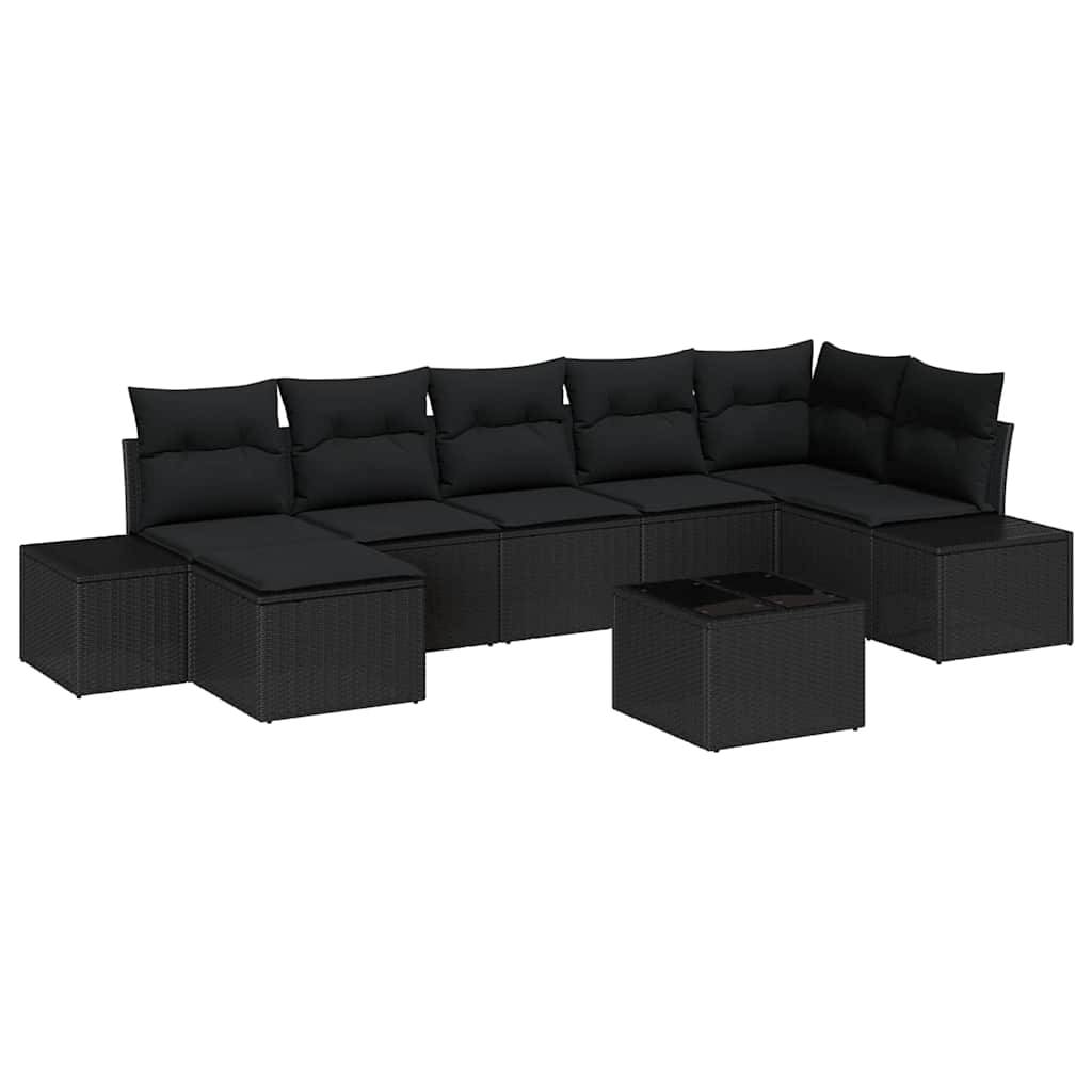 Salon de jardin modulable 8 pièces en polyrotin pour 7 convives Noir – ComfortXL Outdoor Living - Image 2