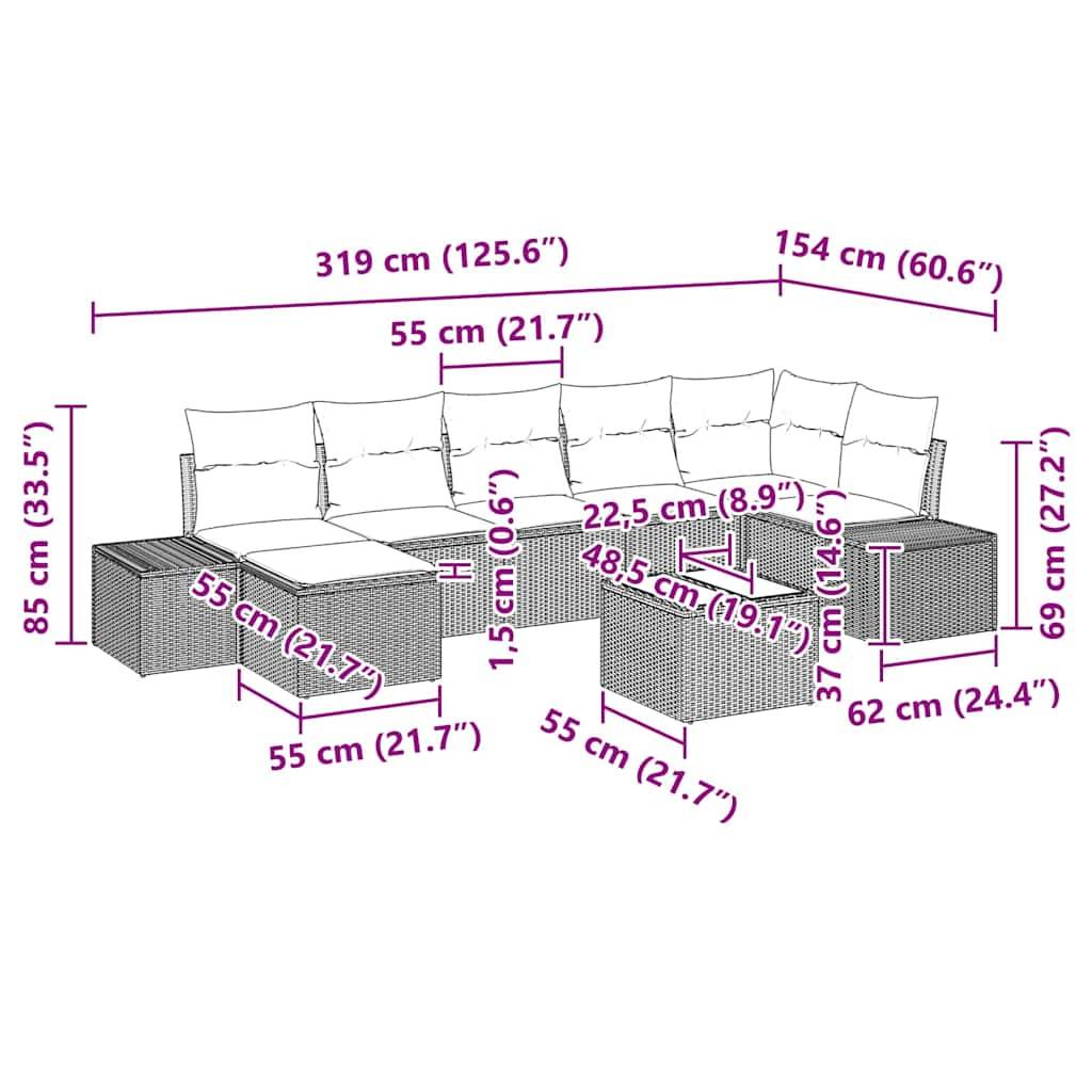 Salon de jardin modulable 8 pièces en polyrotin pour 7 convives Noir – ComfortXL Outdoor Living - Image 8