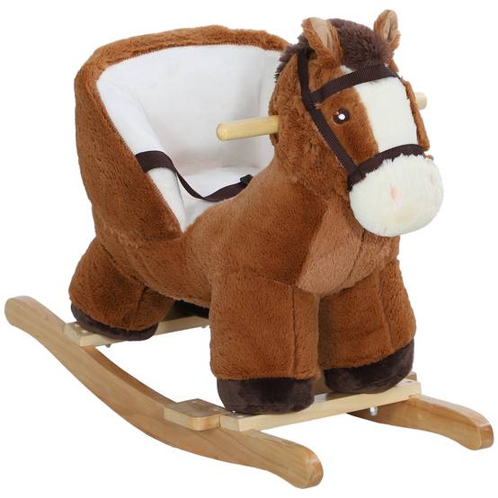 Cheval à bascule pour enfants jouet à bascule bébé de 18 à 36 mois avec effet sonore base en bois ceinture de sécurité - Image 1