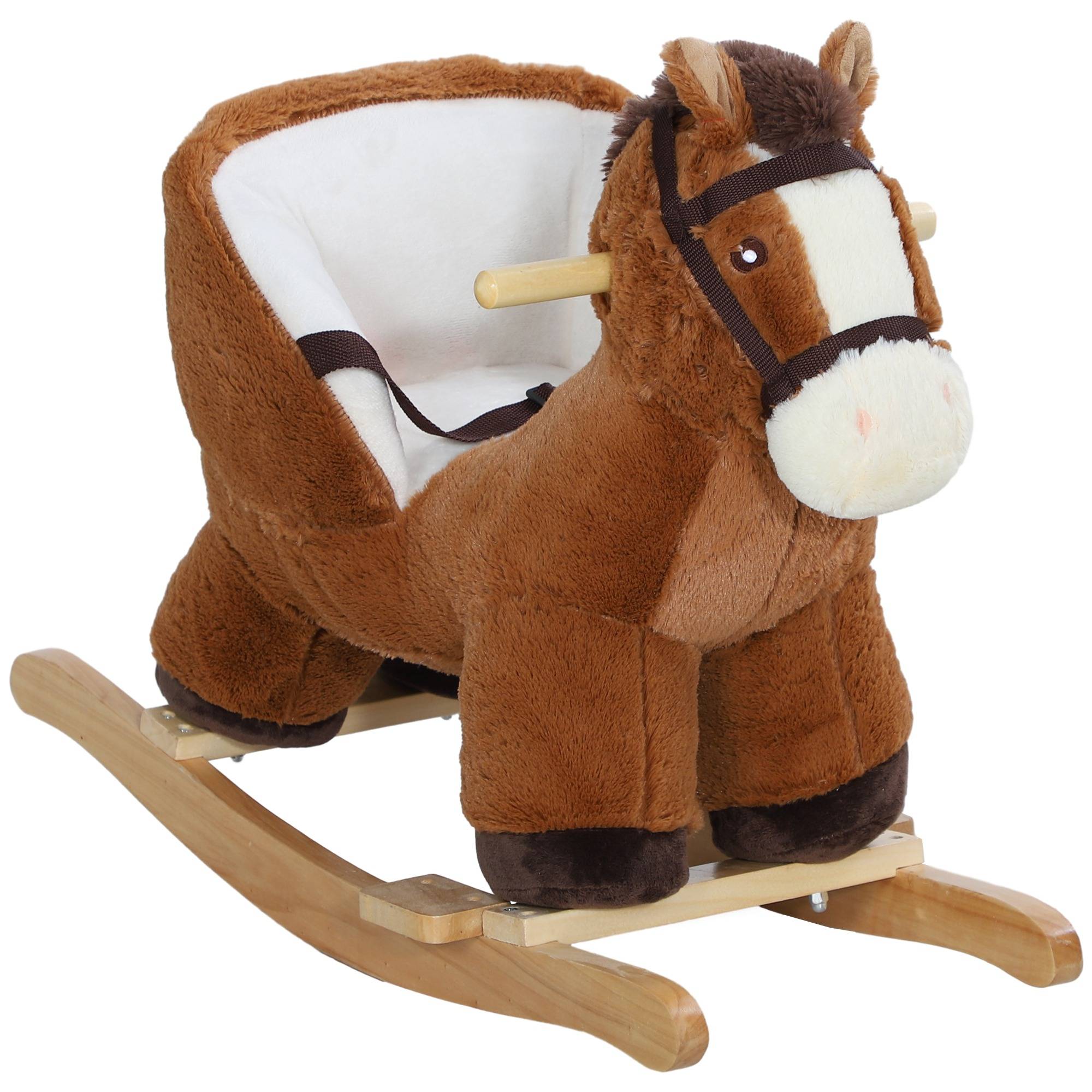 Cheval à bascule pour enfants jouet à bascule bébé de 18 à 36 mois avec effet sonore base en bois ceinture de sécurité - Image 1