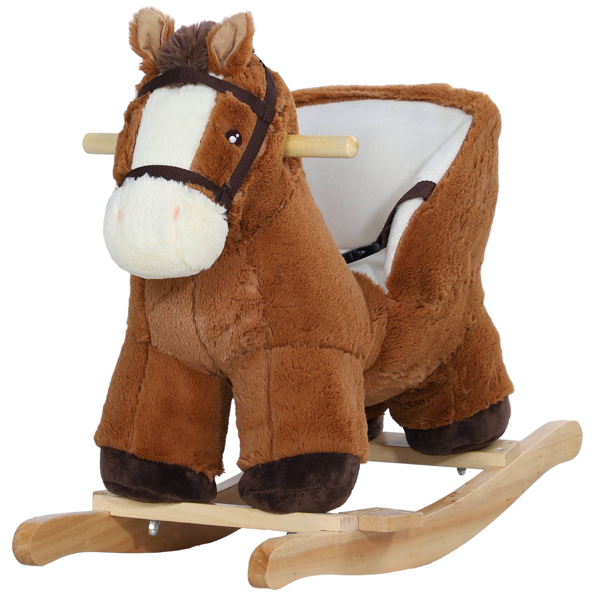 Cheval à bascule pour enfants jouet à bascule bébé de 18 à 36 mois avec effet sonore base en bois ceinture de sécurité - Image 2