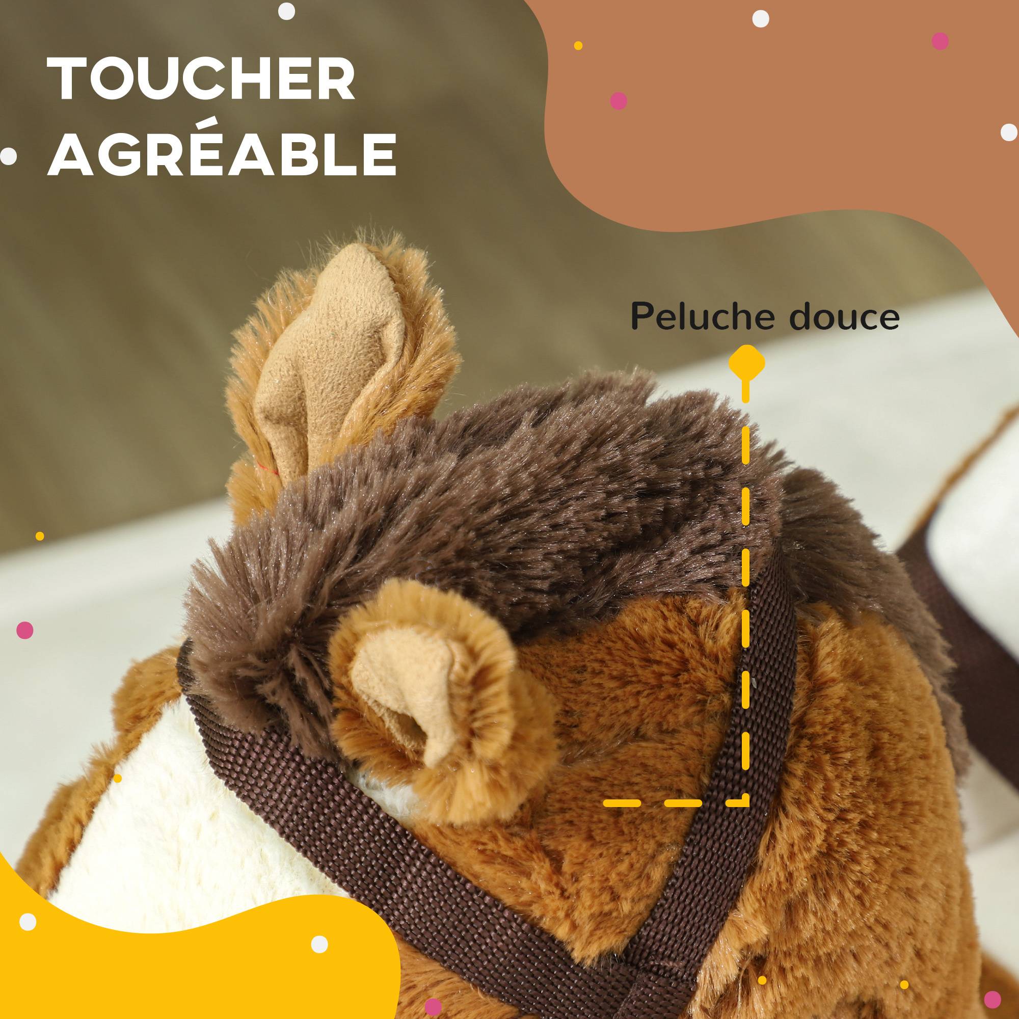 Cheval à bascule pour enfants jouet à bascule bébé de 18 à 36 mois avec effet sonore base en bois ceinture de sécurité - Image 7