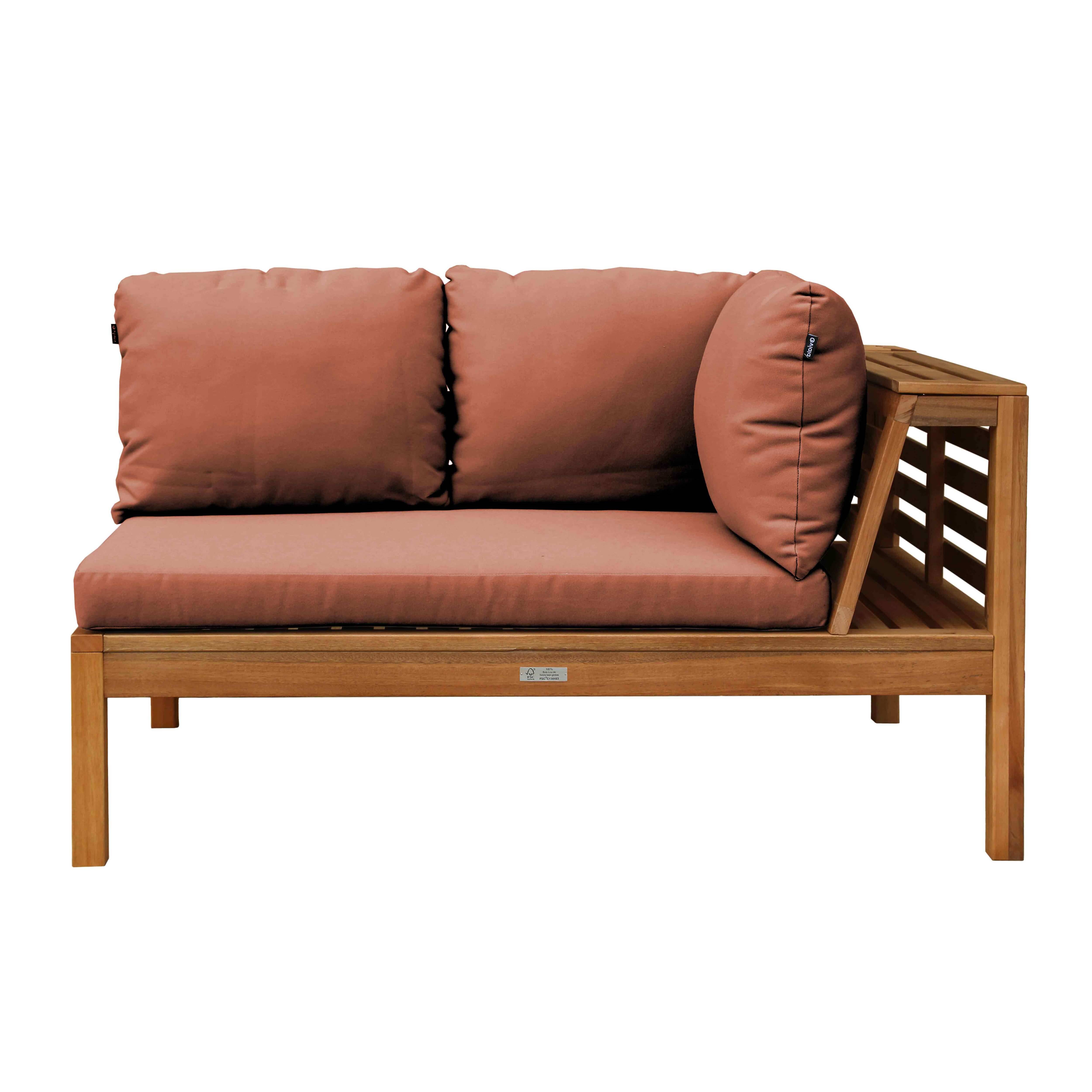 Oviala - Canapé droit de jardin bas en bois d'eucalyptus terracotta Maupiti - Oviala - Image 4