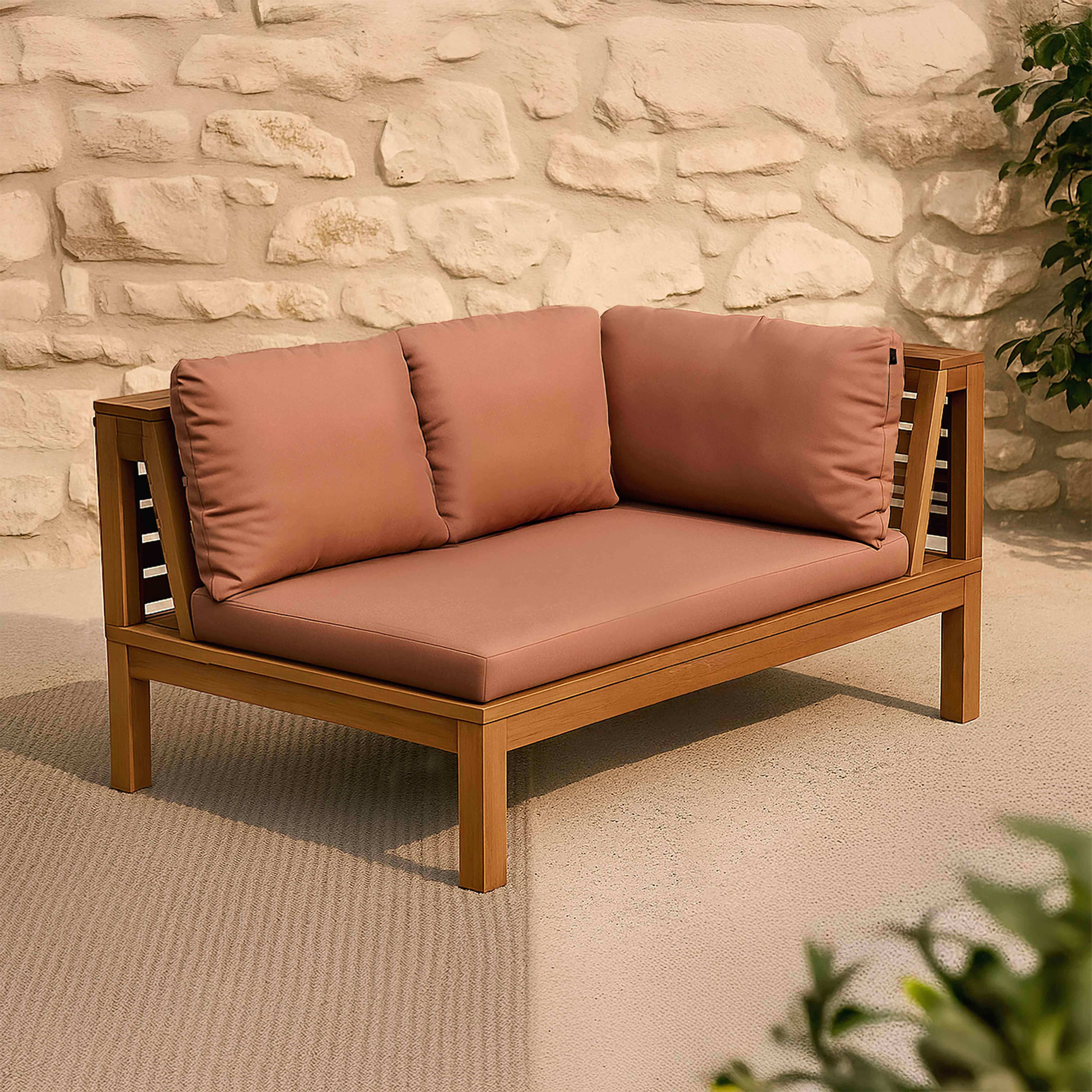 Oviala - Canapé droit de jardin bas en bois d'eucalyptus terracotta Maupiti - Oviala - Image 2