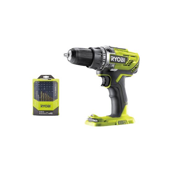 Ryobi - Pack RYOBI - Perceuse-visseuse R18DD3-0 - 18V One+ sans batterie ni chargeur - Coffret 46 accessoires mixtes RAK46MIX - Image 1