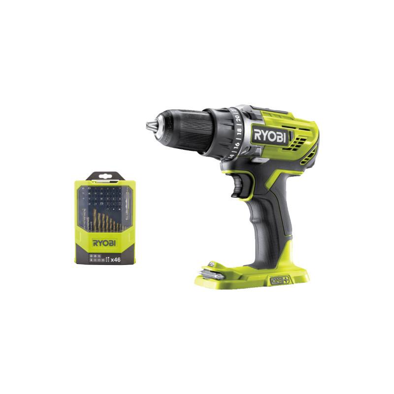 Ryobi - Pack RYOBI - Perceuse-visseuse R18DD3-0 - 18V One+ sans batterie ni chargeur - Coffret 46 accessoires mixtes RAK46MIX - Image 1
