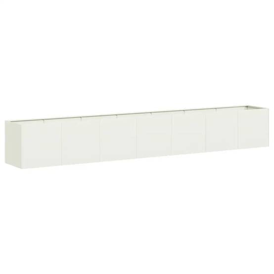 Jardinière rectangulaire design moderne jardin 280 x 40 x 40 cm en acier laminé à froid blanc - Image 1