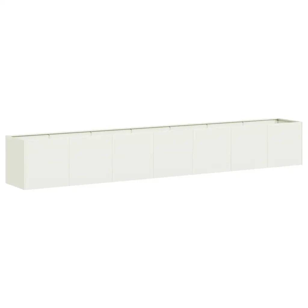 Jardinière rectangulaire design moderne jardin 280 x 40 x 40 cm en acier laminé à froid blanc - Image 1