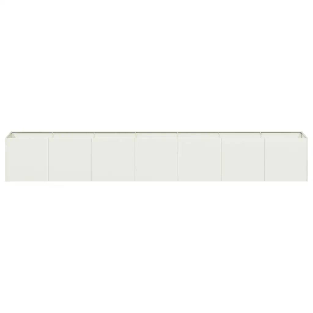 Jardinière rectangulaire design moderne jardin 280 x 40 x 40 cm en acier laminé à froid blanc - Image 2