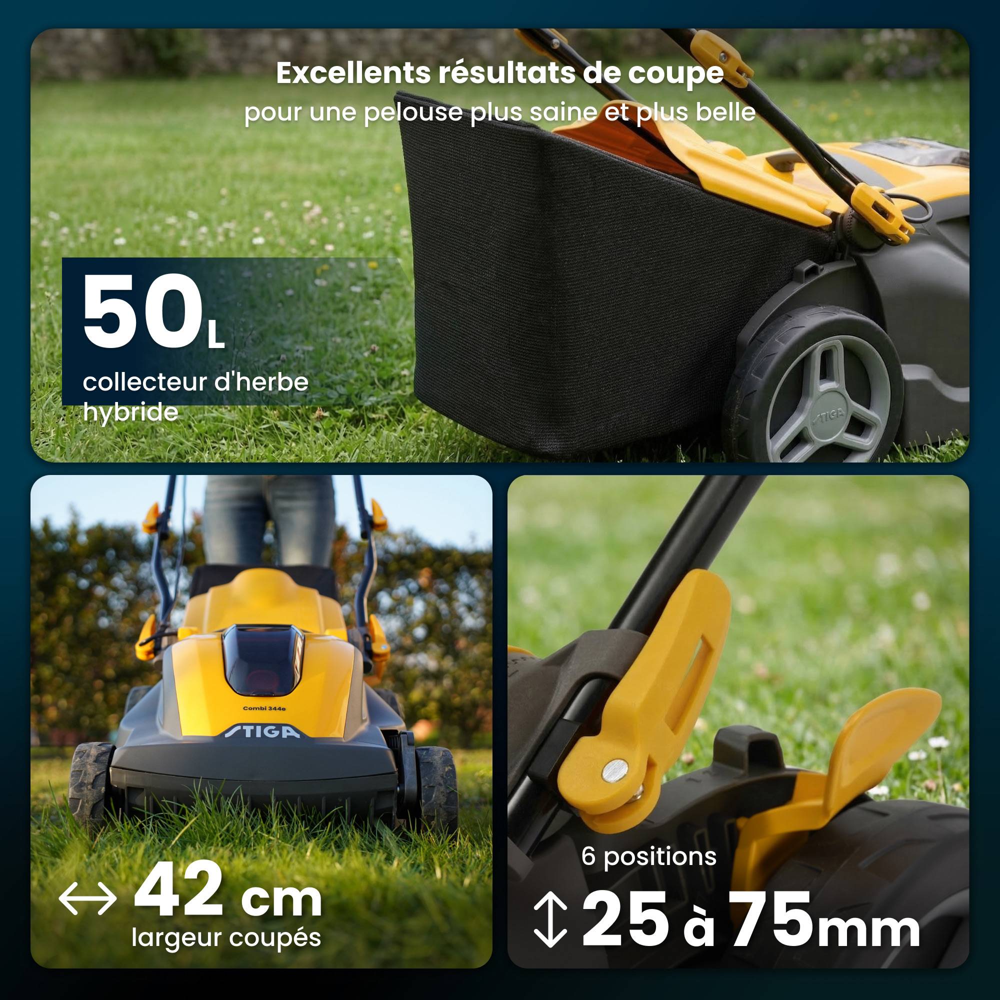 Stiga - Tondeuse Combi 344e Kit, 48V, largeur 42 cm, guidon réglable - STIGA - Image 2