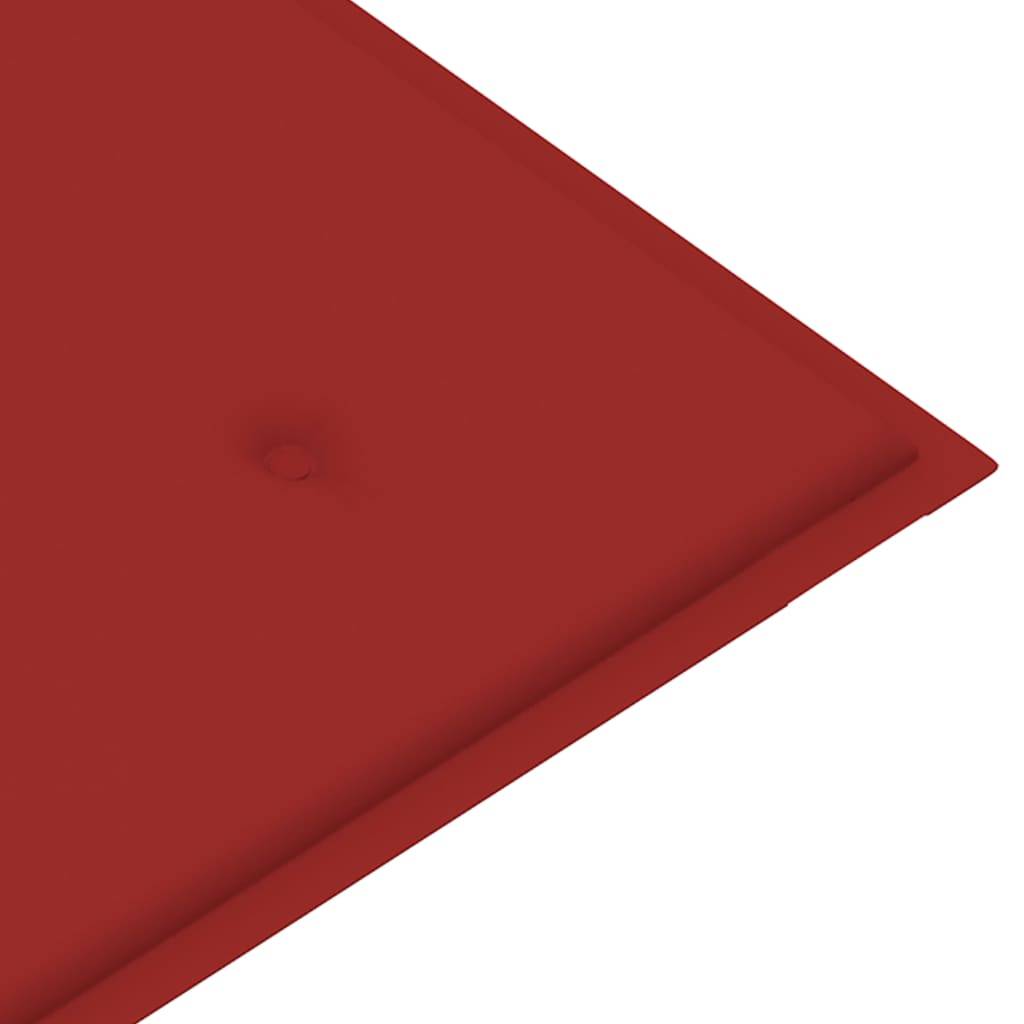 Helloshop26 - Banc de jardin meuble de patio d'extérieur terrasse avec coussin rouge 120 cm bois de teck massif - Image 7