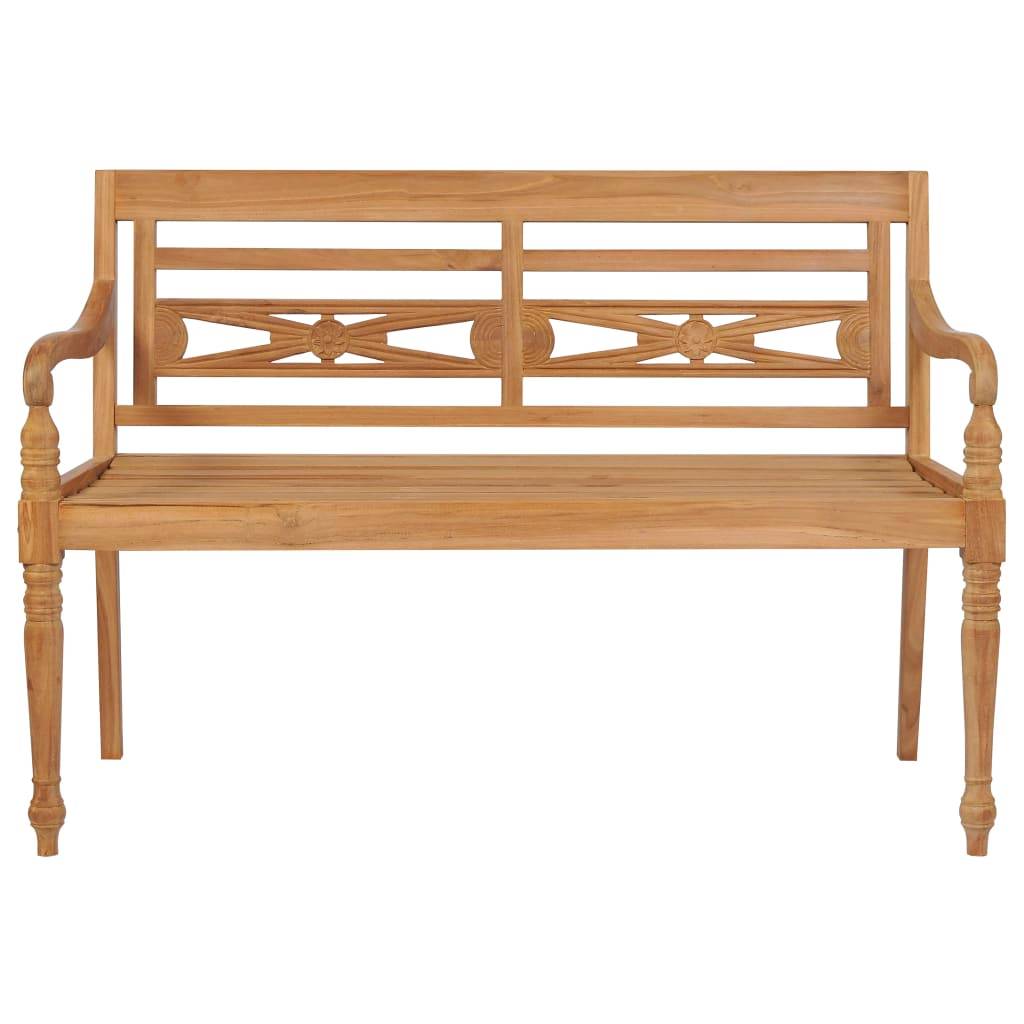 Helloshop26 - Banc de jardin meuble de patio d'extérieur terrasse avec coussin rouge 120 cm bois de teck massif - Image 3