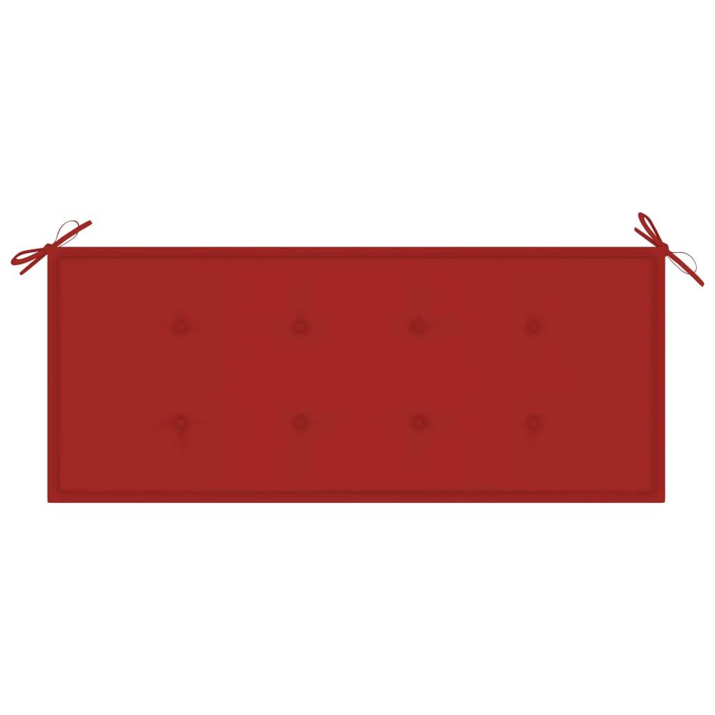 Helloshop26 - Banc de jardin meuble de patio d'extérieur terrasse avec coussin rouge 120 cm bois de teck massif - Image 6