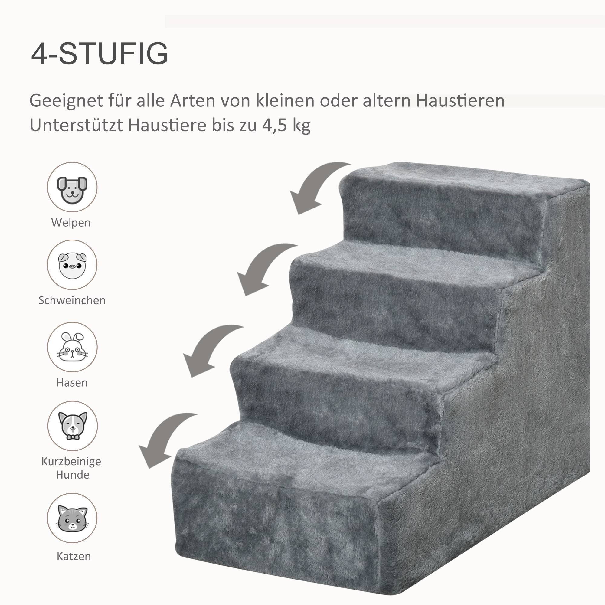 Sans Marque - Escalier 4 marches 44cm, housse lavable, petit chien, lit/canapé, gris clair - Image 7