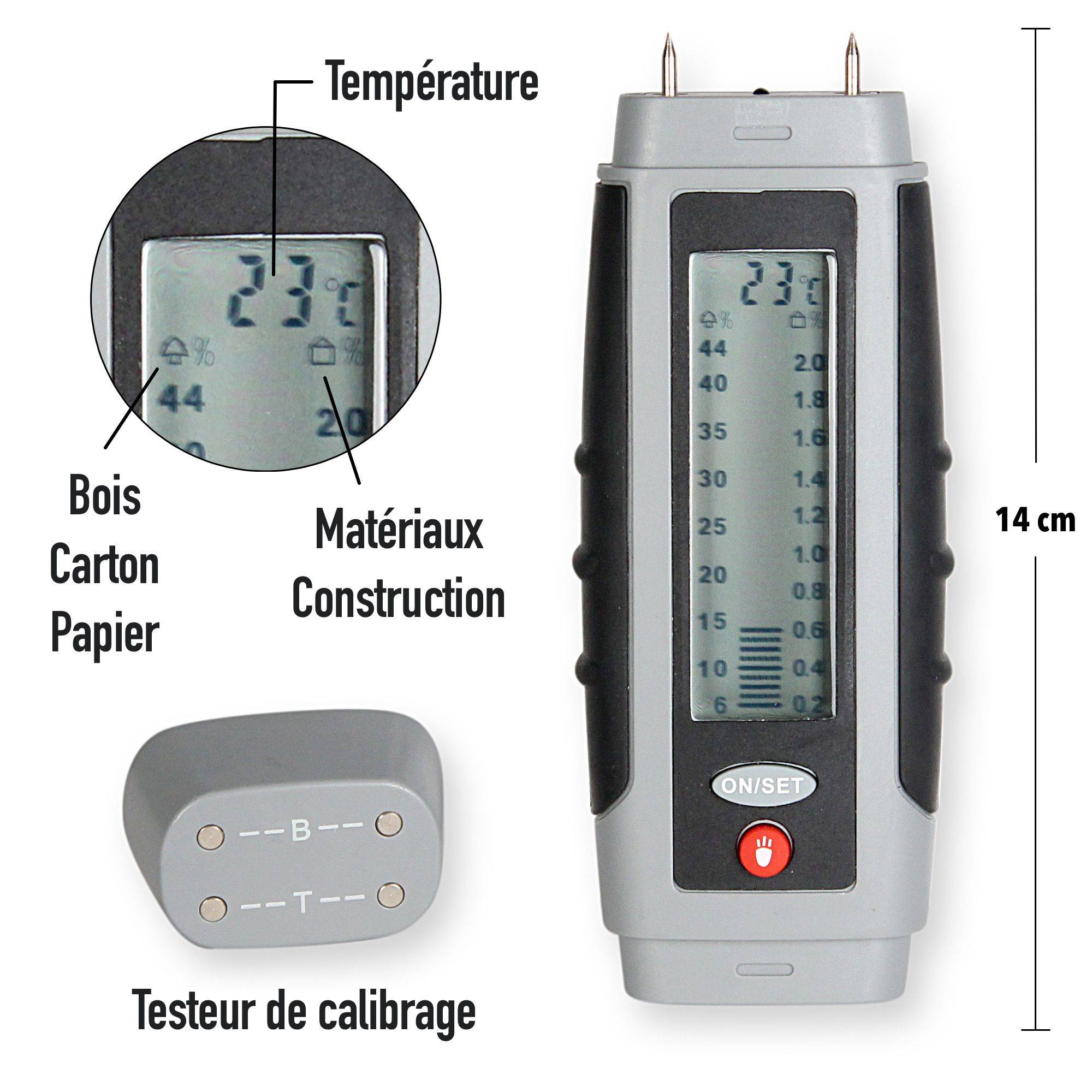 Testeur d'Humidité Digital - Mesure Bois, Plâtre, Béton, Papier - Affichage LCD Double Lecture - Image 6