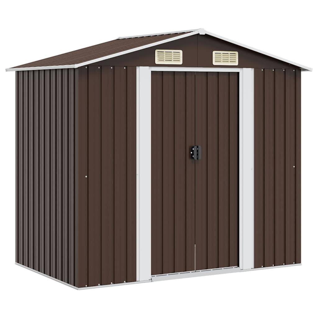 PANGIVO - Abri de jardin avec double porte coulissante - Acier galvanisé - Marron 204x132x186 cm - Surface au sol 2,31m² - PANGIVO - Image 1