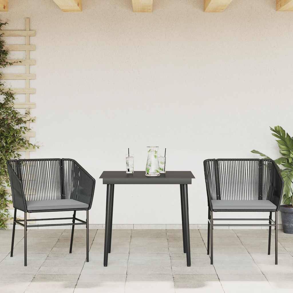 ComfortXL - Petit Salon de Jardin 2 Personnes Résine Tressée Table Carrée avec Coussins Noir – ComfortXL Outdoor Living - Image 3